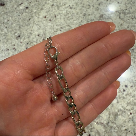 Gold Triple Cross with Rhinestone Chain Link Necklace - Picture 3 of 4